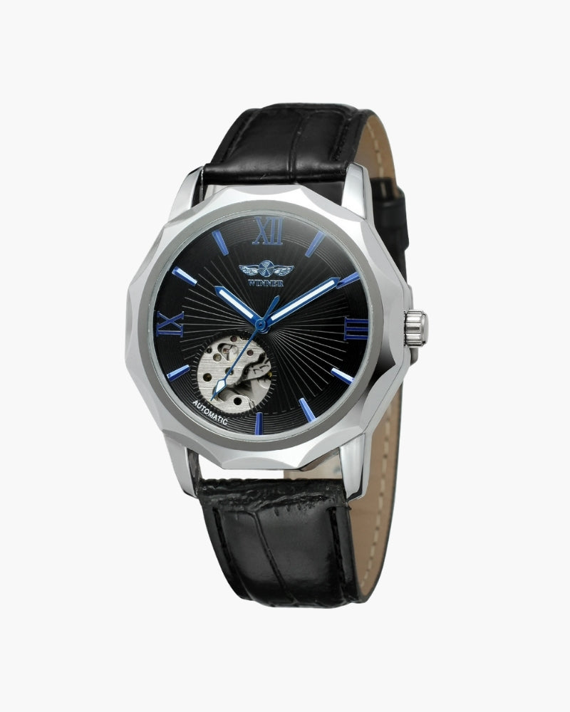 Classic Stainless Steel Skeleton Dial Watch