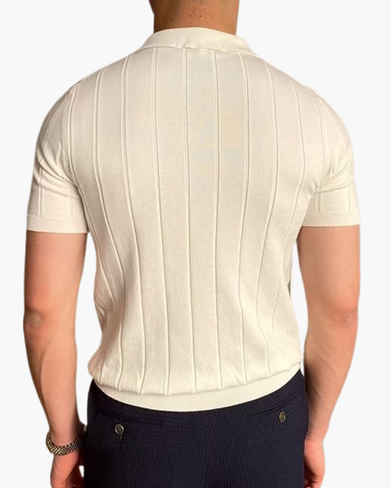Cannes Textured Ribbed Cotton Polo Shirt
