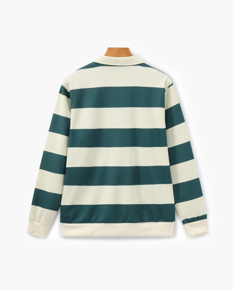Vintage Striped Rugby Polo Shirt