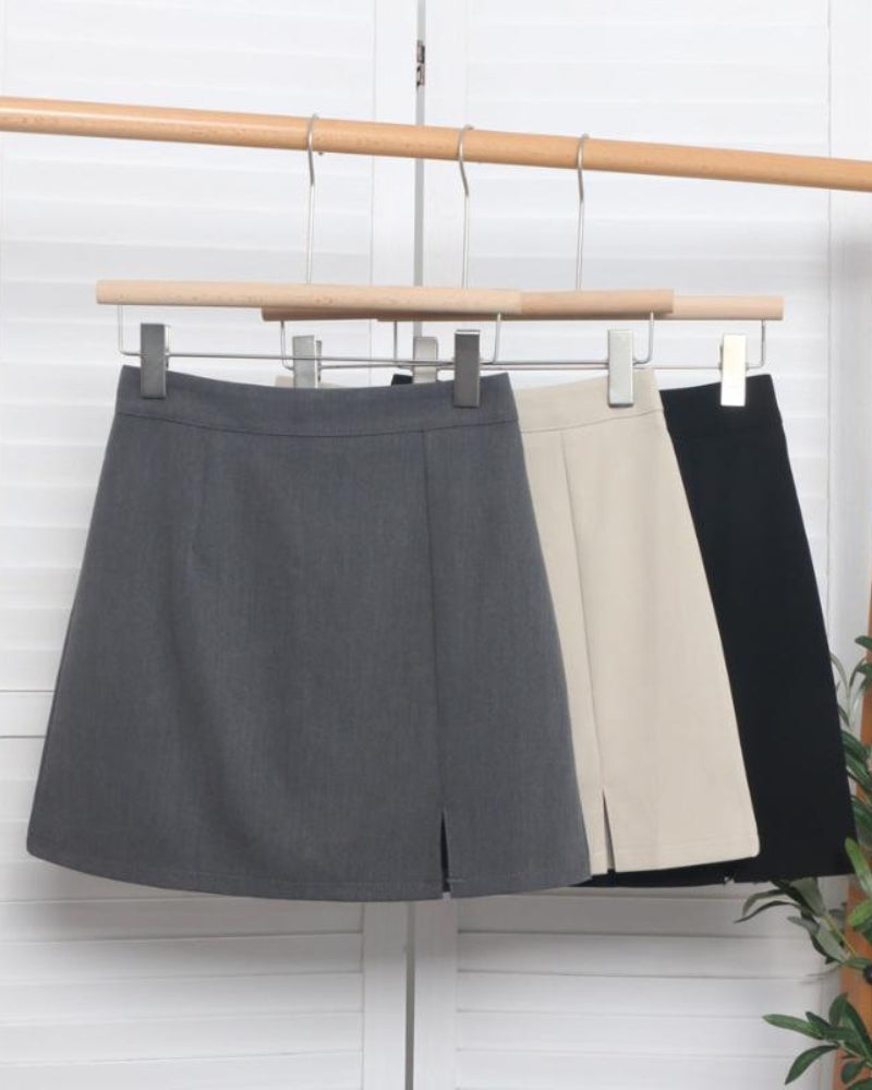 Oxford Mini Straight-Cut Dress Pants