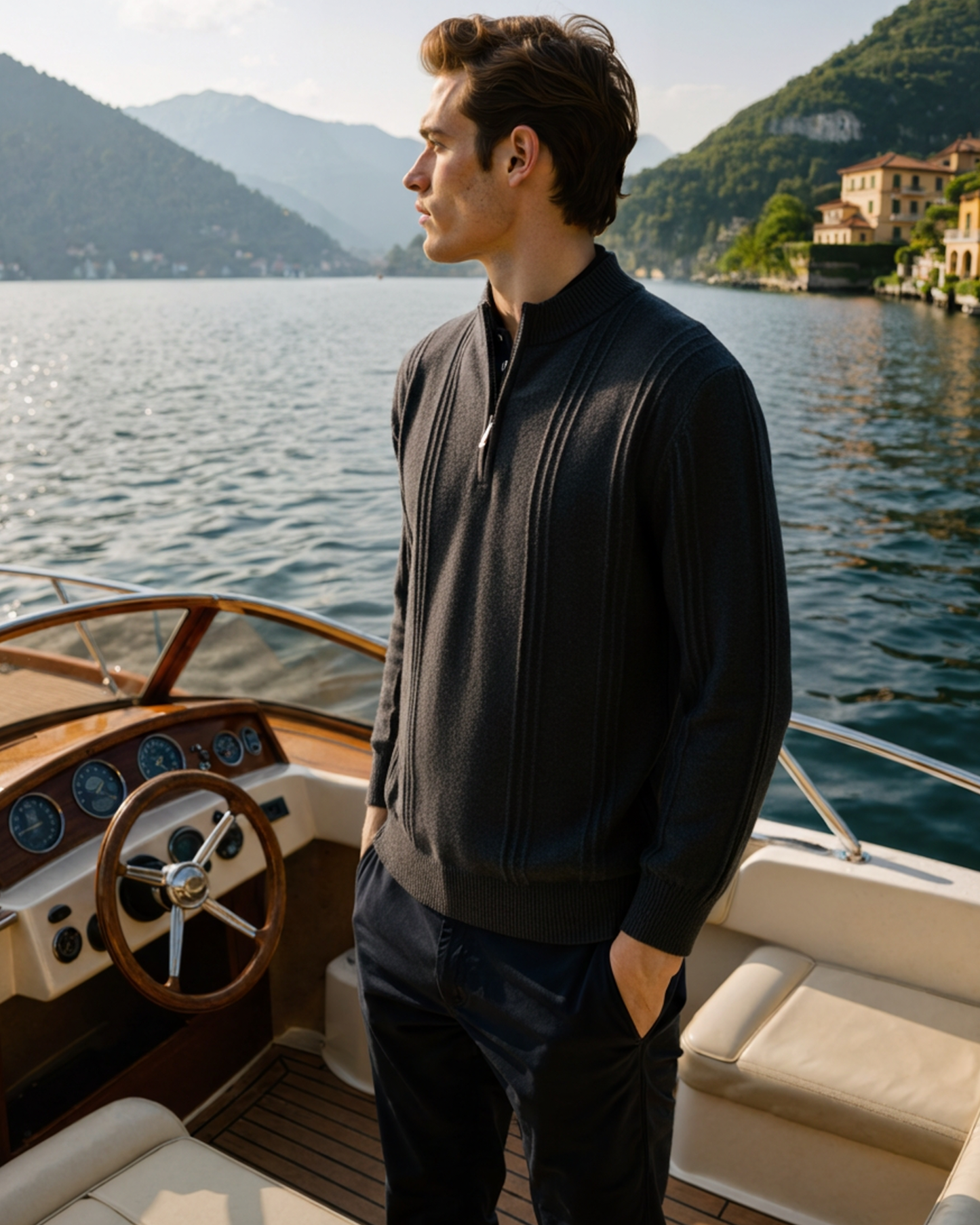 100% Luxurious Cashmere Ribbed Half-Zip Sweater