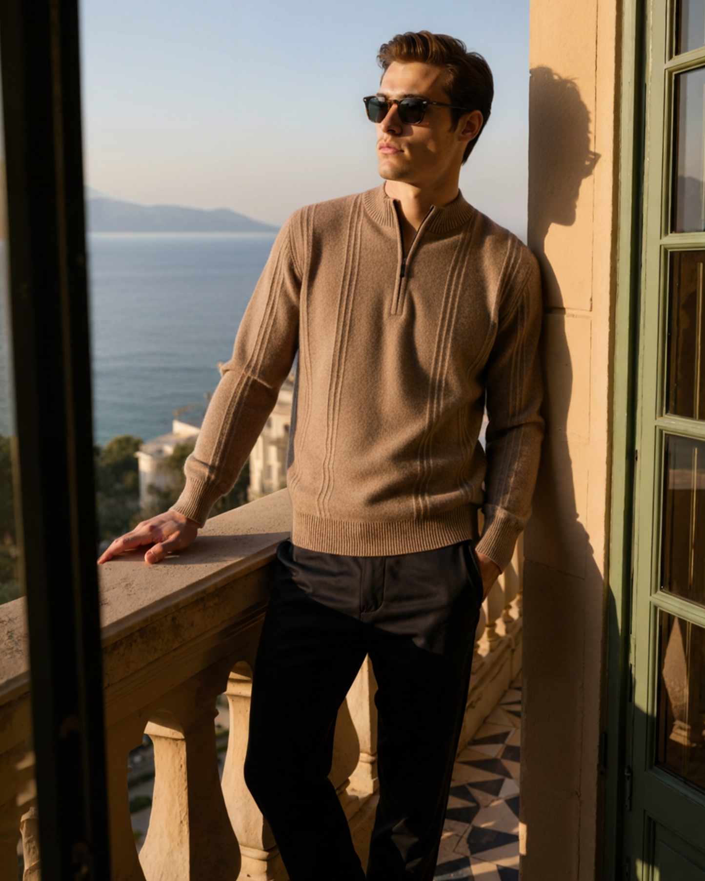 100% Luxurious Cashmere Ribbed Half-Zip Sweater