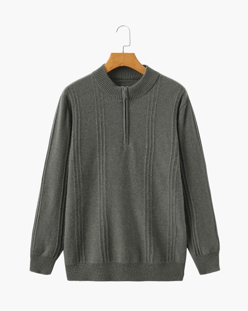 100% Luxurious Cashmere Ribbed Half-Zip Sweater