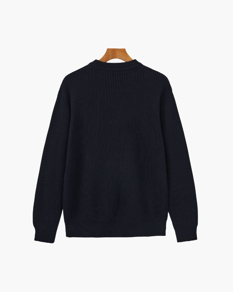 Ribbed Knit Crewneck Sweater