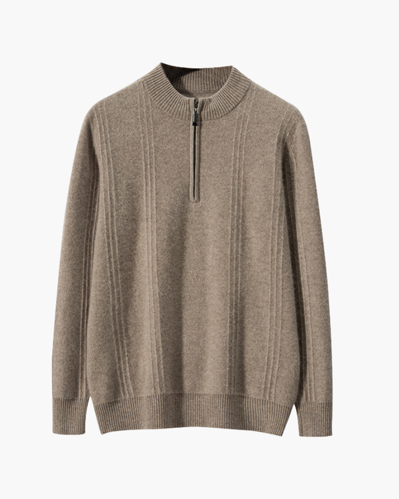 100% Luxurious Cashmere Ribbed Half-Zip Sweater