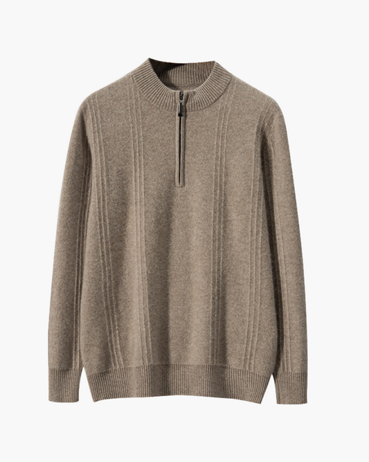 100% Luxurious Cashmere Ribbed Half-Zip Sweater