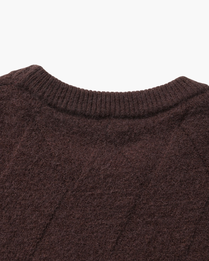 Diamond-Pattern Knit Crewneck Sweater