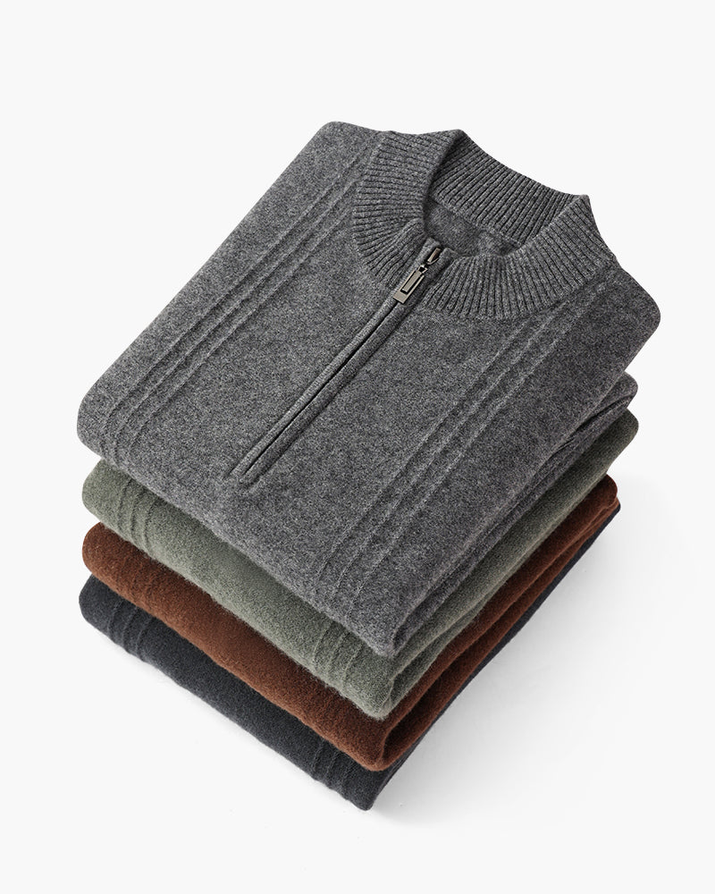 100% Luxurious Cashmere Ribbed Half-Zip Sweater