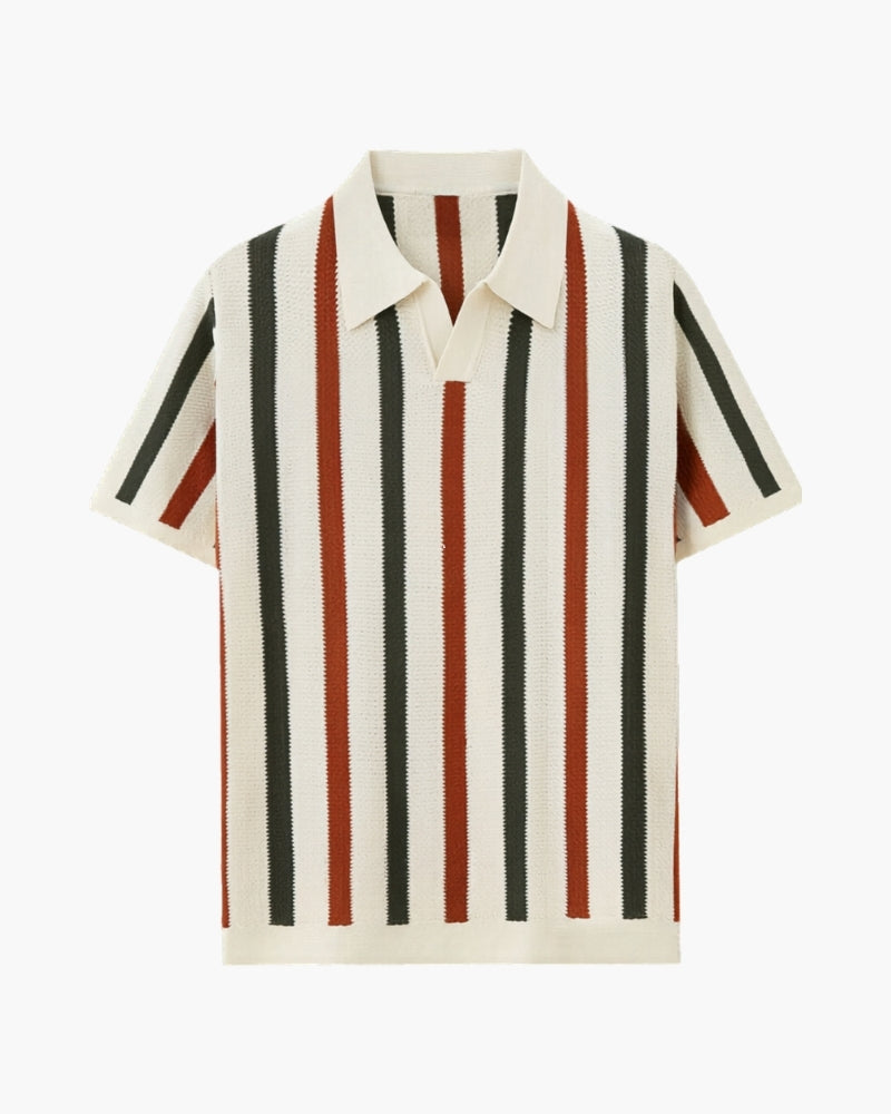 Resort-Ready Striped Knit Polo Shirt