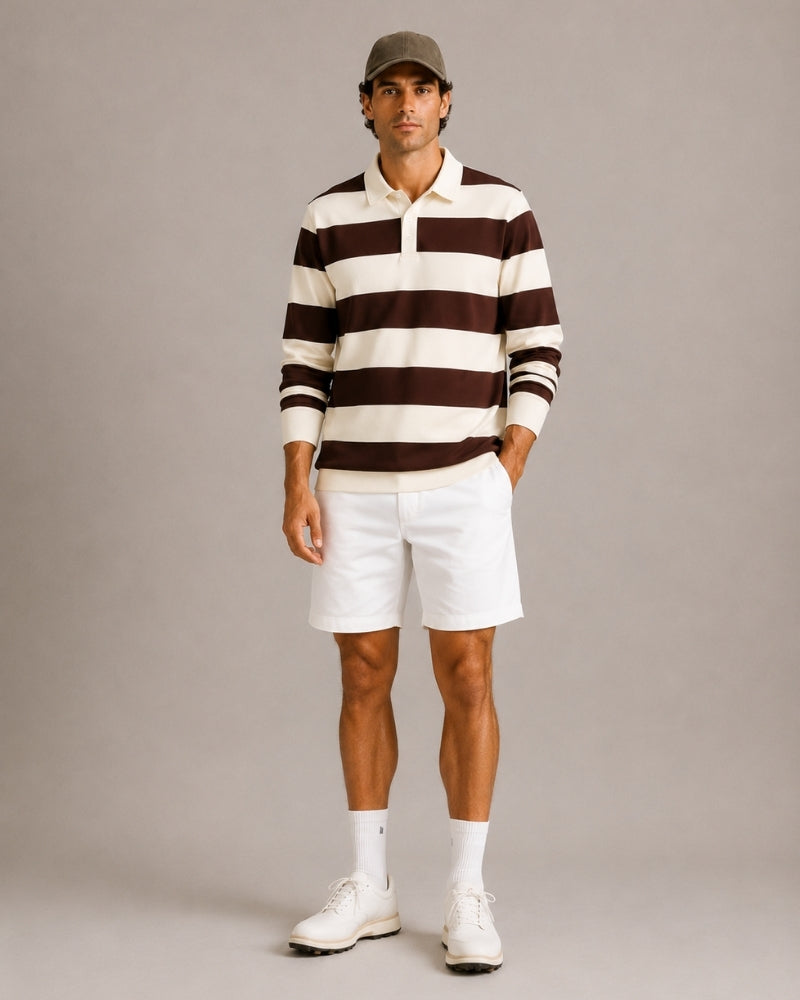Vintage Striped Rugby Polo Shirt