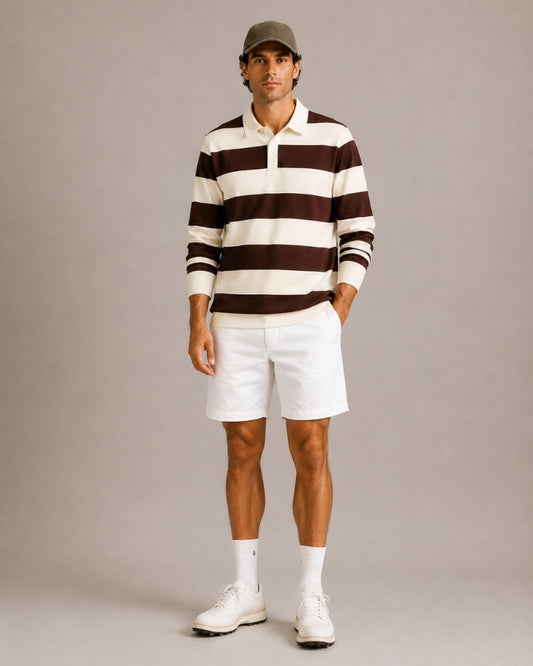 Vintage Striped Rugby Polo Shirt