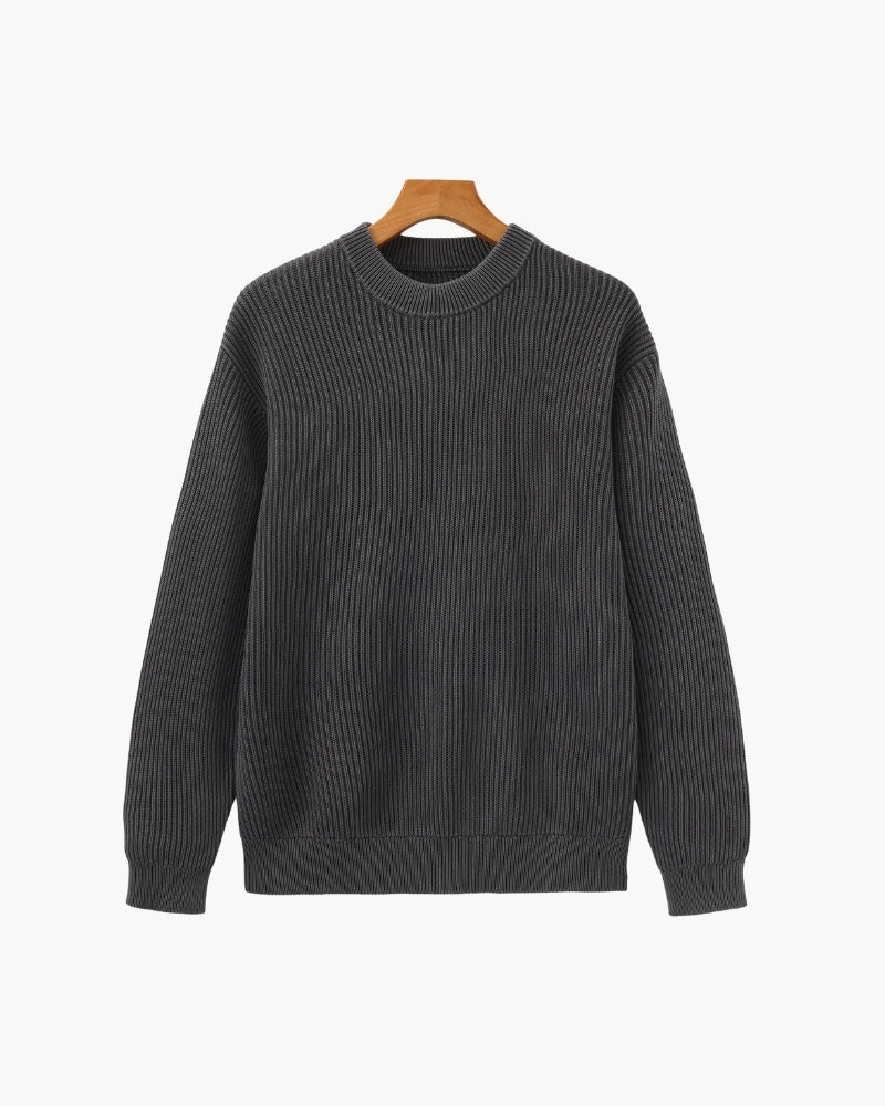 Ribbed Knit Crewneck Sweater