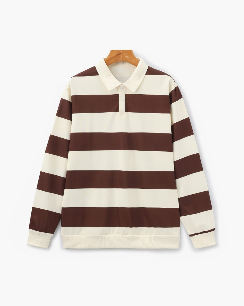 Vintage Striped Rugby Polo Shirt