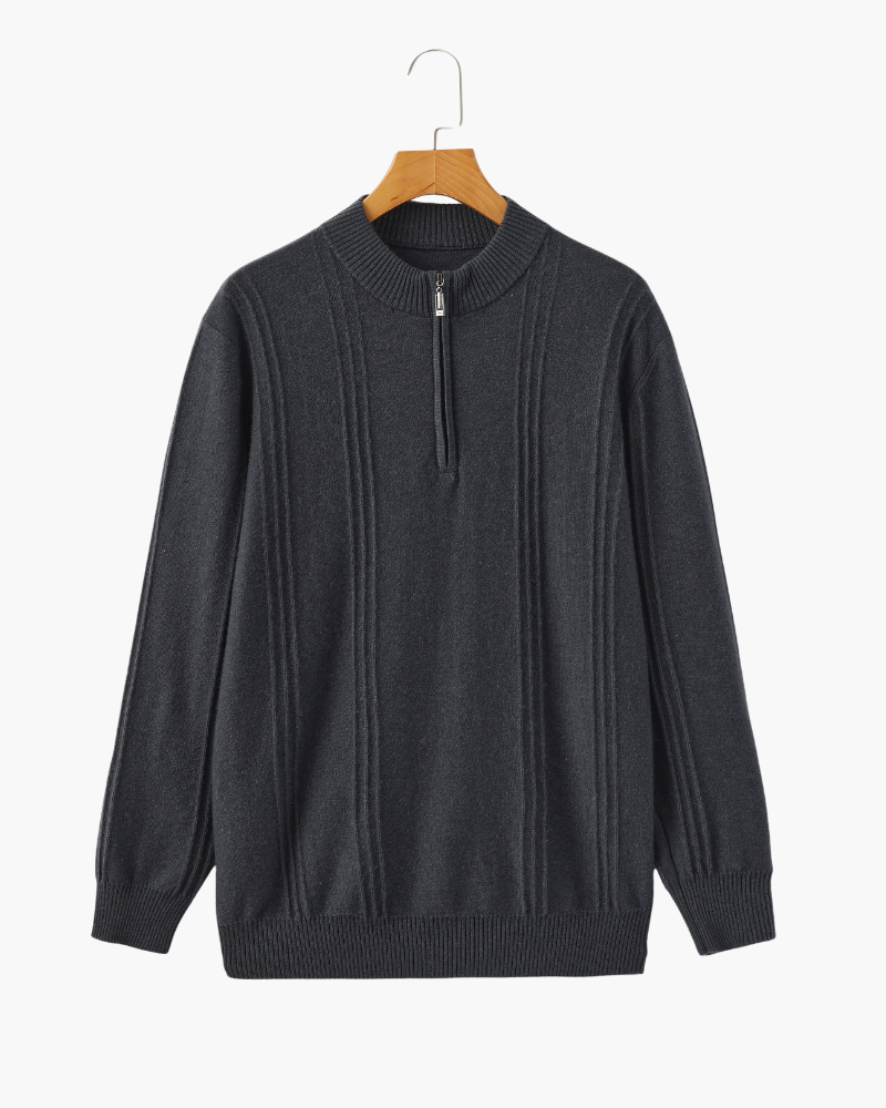 100% Luxurious Cashmere Ribbed Half-Zip Sweater