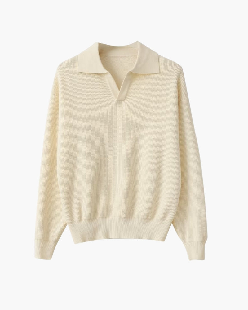 Textured Knit Polo Sweater for Effortless Everyday Style