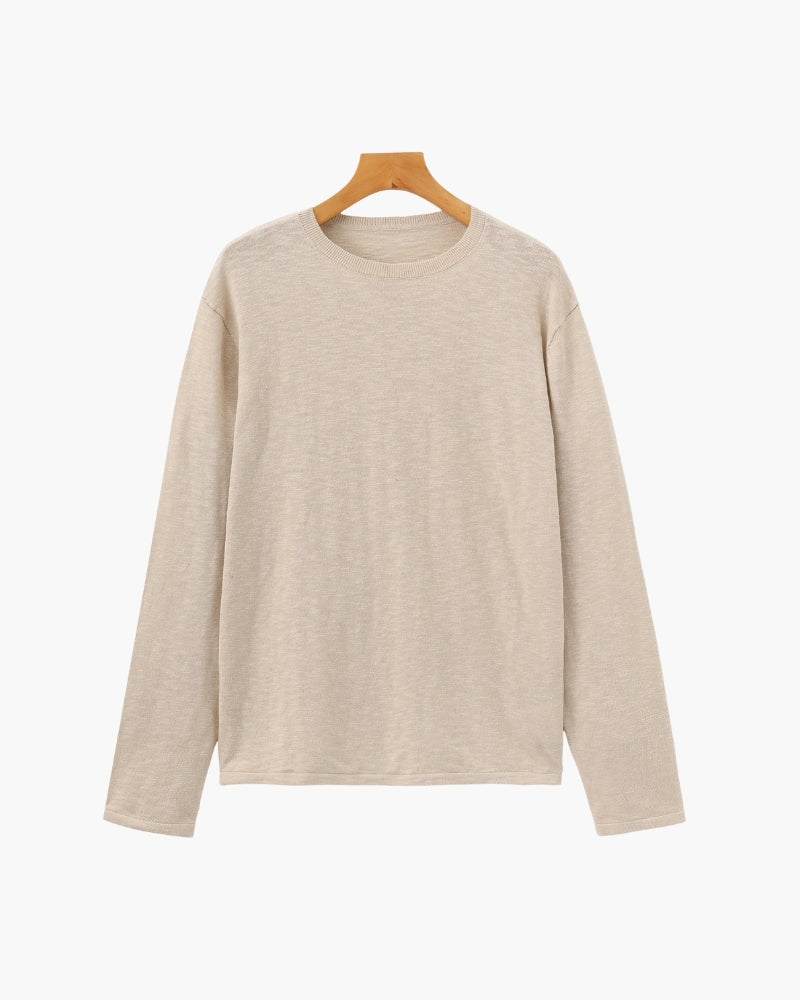 Essential Linen-Cotton Crewneck Top