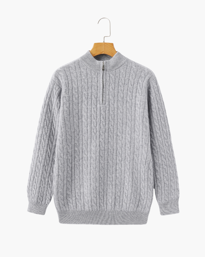 100% Luxurious Cashmere Woven Half-Zip Sweater