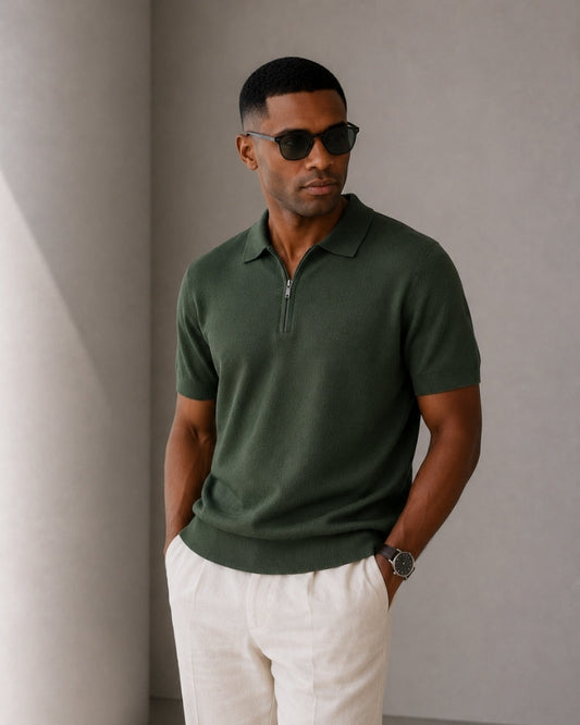Marbella Classic Zip-Up Polo Shirt
