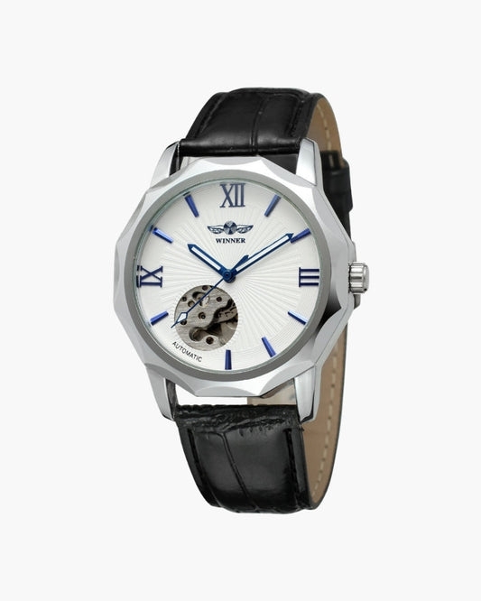 Classic Stainless Steel Skeleton Dial Watch