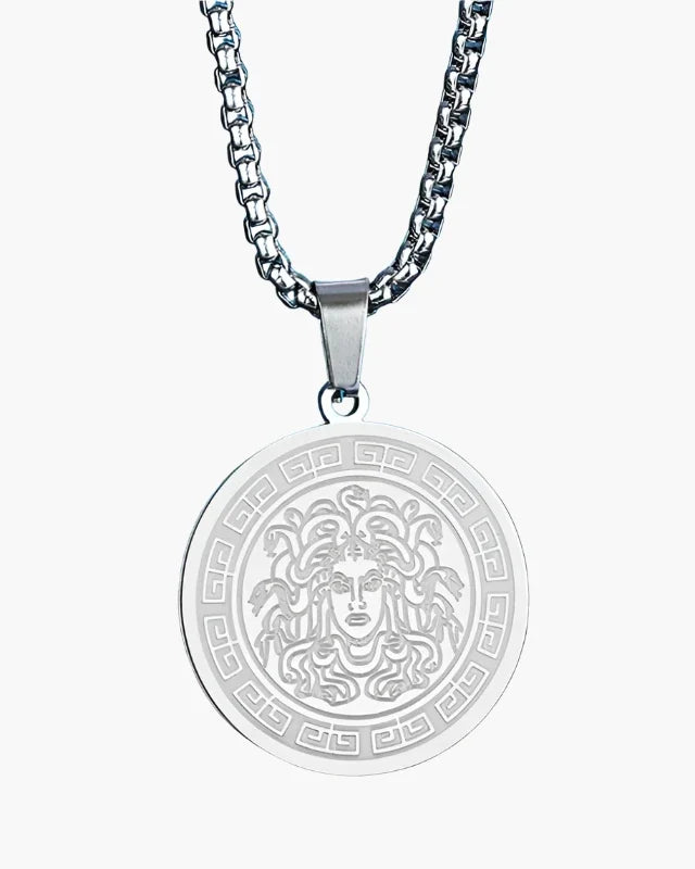 Medusa Long Chain – Elegant Gold & Silver Statement Necklace