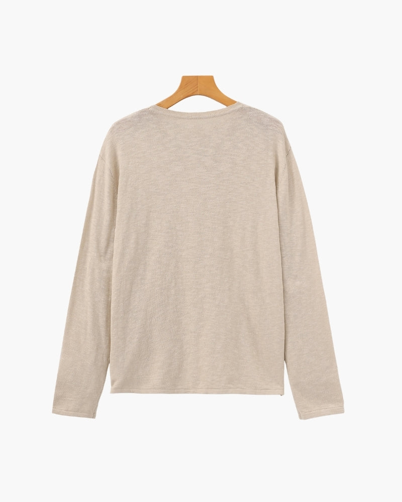 Essential Linen-Cotton Crewneck Top