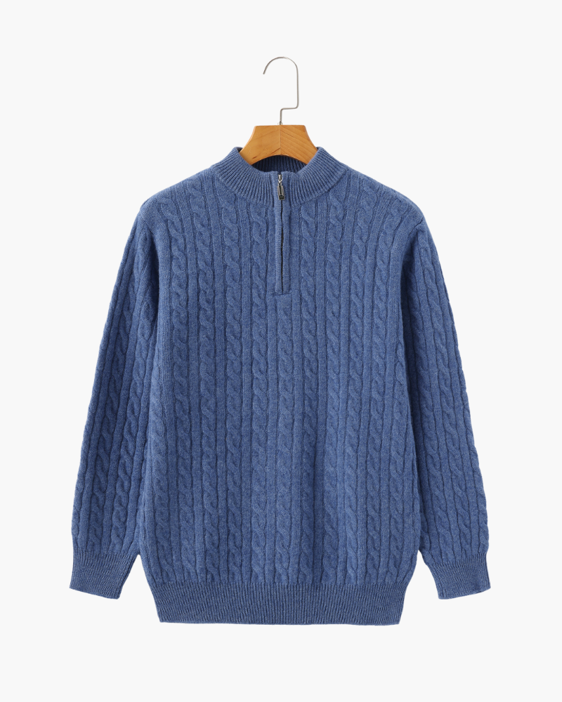 100% Luxurious Cashmere Woven Half-Zip Sweater