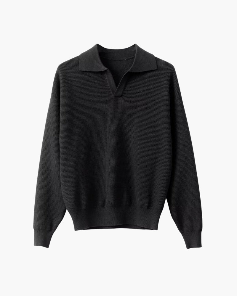 Textured Knit Polo Sweater for Effortless Everyday Style