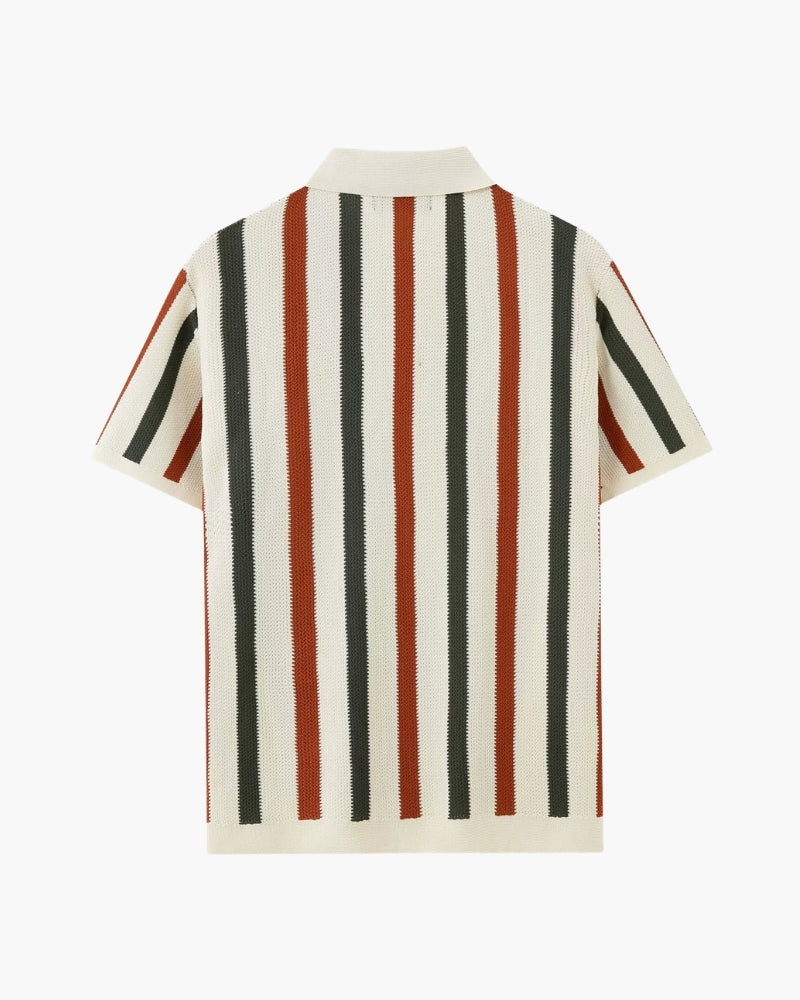 Resort-Ready Striped Knit Polo Shirt