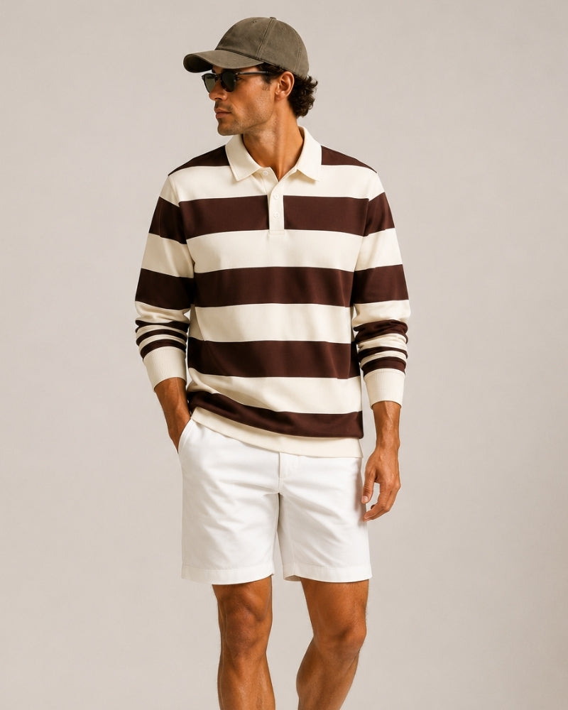Vintage Striped Rugby Polo Shirt