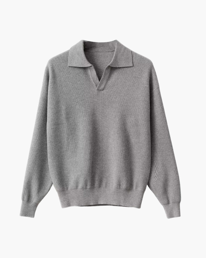 Textured Knit Polo Sweater for Effortless Everyday Style