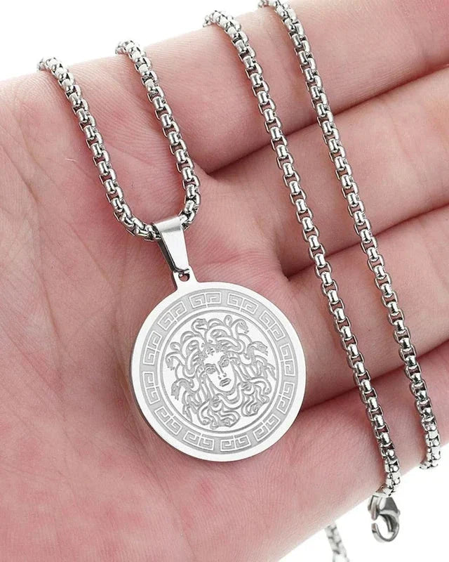 Medusa Long Chain – Elegant Gold & Silver Statement Necklace