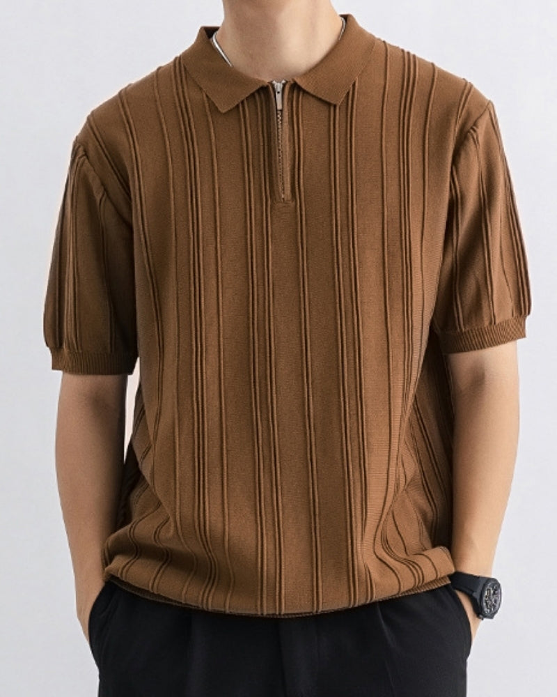 Signature Zip-Up Polo Shirt