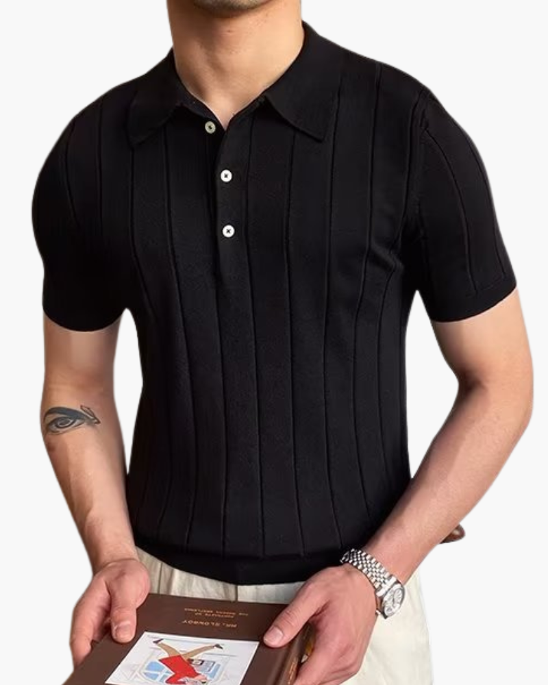 Cannes Textured Ribbed Cotton Polo Shirt