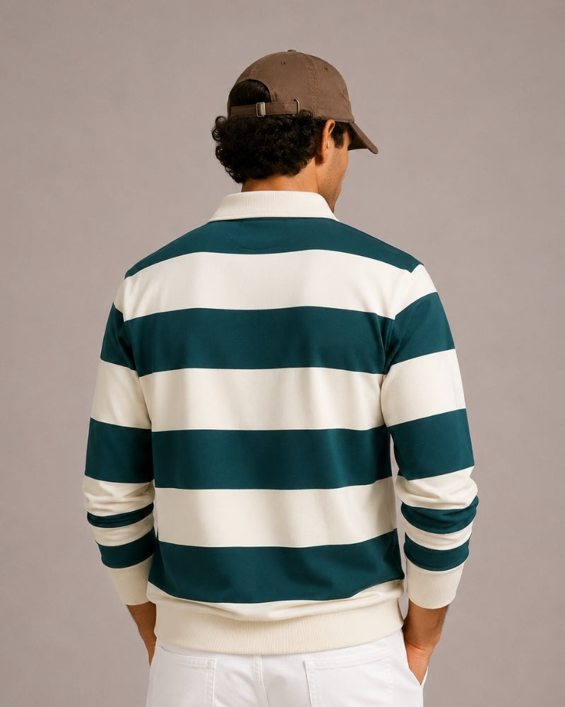 Vintage Striped Rugby Polo Shirt