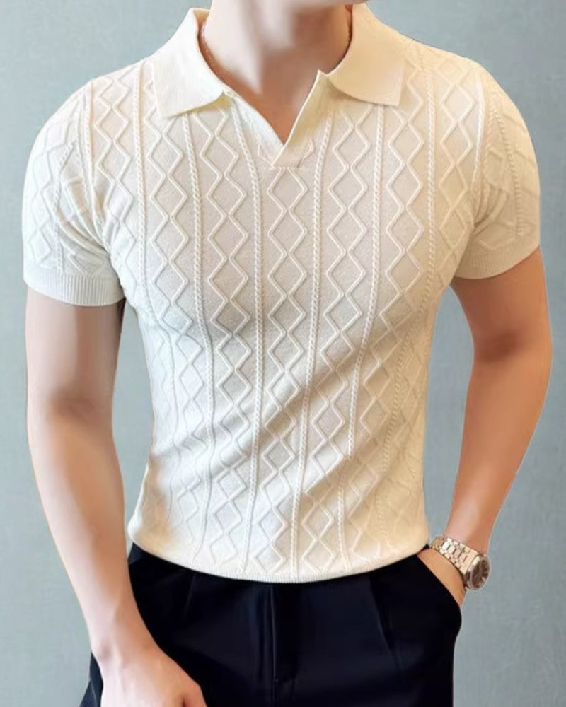 Signature Textured-Knit Polo Shirt