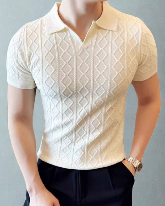 Signature Textured-Knit Polo Shirt