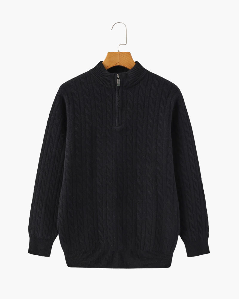 100% Luxurious Cashmere Woven Half-Zip Sweater