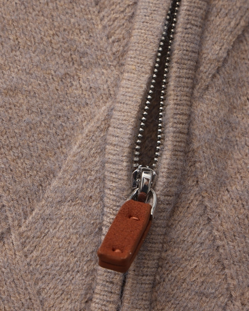 Heritage Diamond-Knit Zip-Up Cardigan