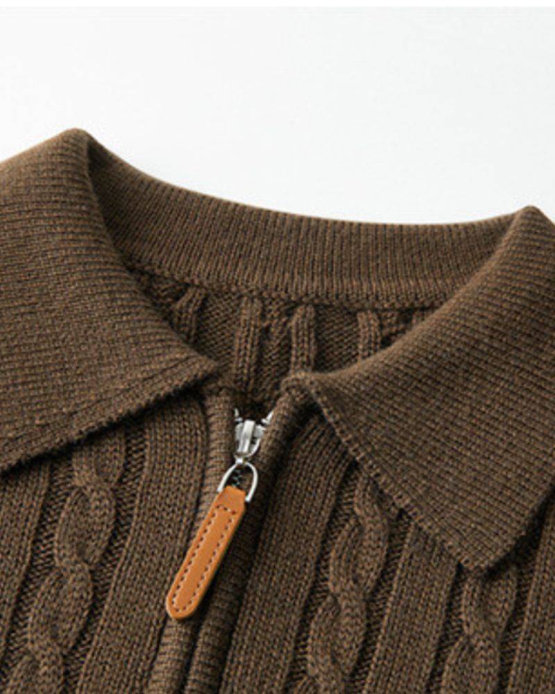 100% Premium Wool Full-Zip Sweater
