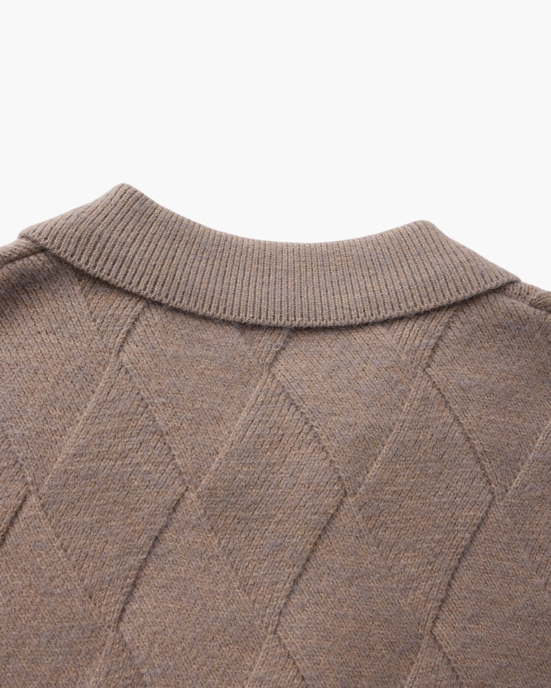 Heritage Diamond-Knit Zip-Up Cardigan