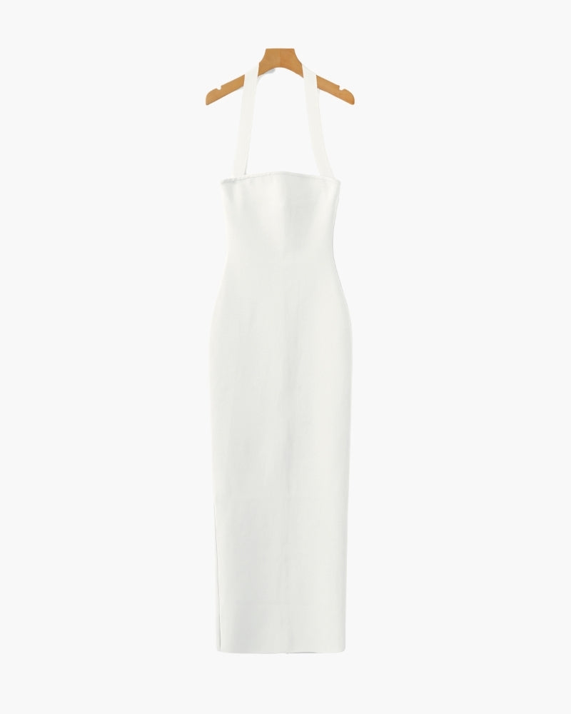 Elegant Halter Neck Slim-Fit Maxi Dress