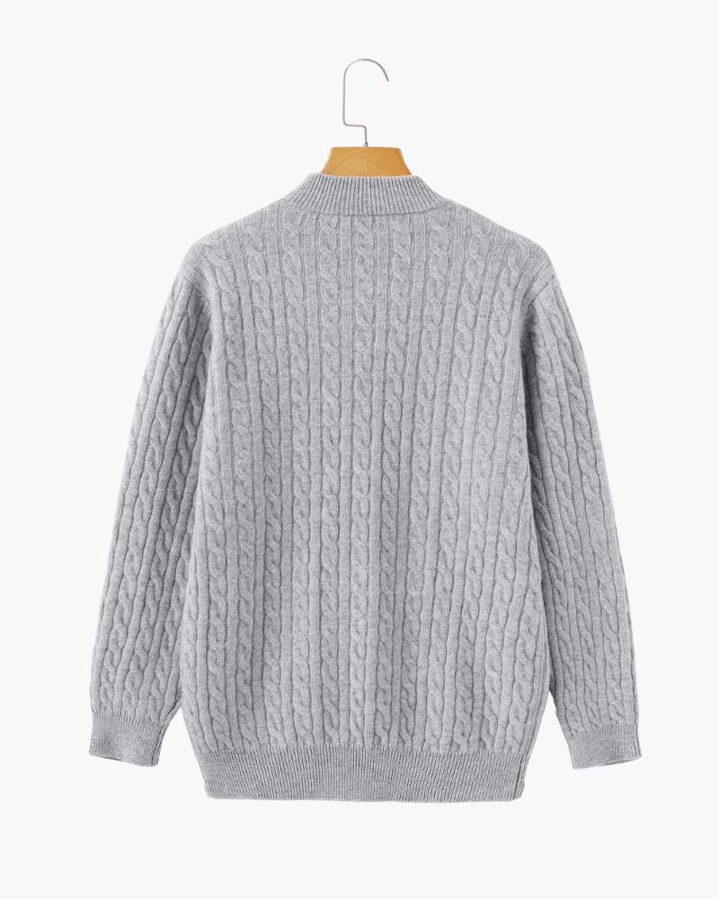 100% Luxurious Cashmere Woven Half-Zip Sweater