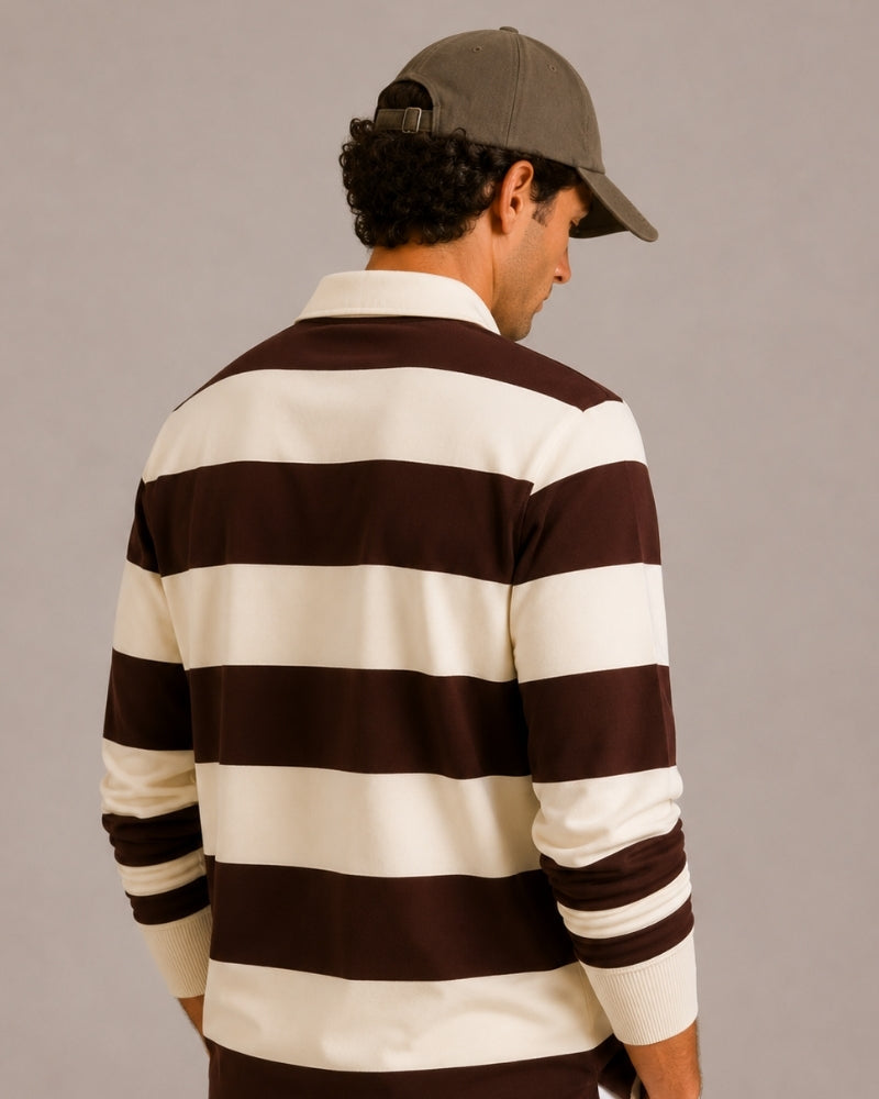 Vintage Striped Rugby Polo Shirt