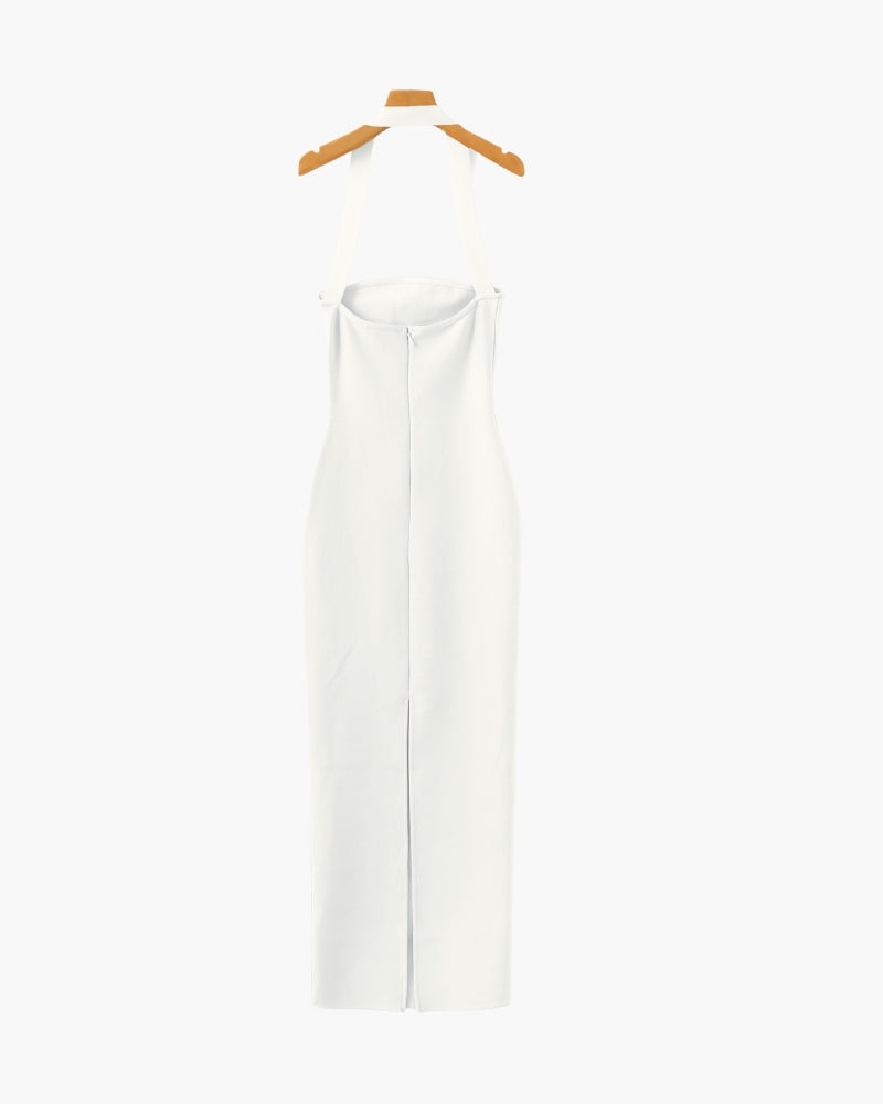 Elegant Halter Neck Slim-Fit Maxi Dress