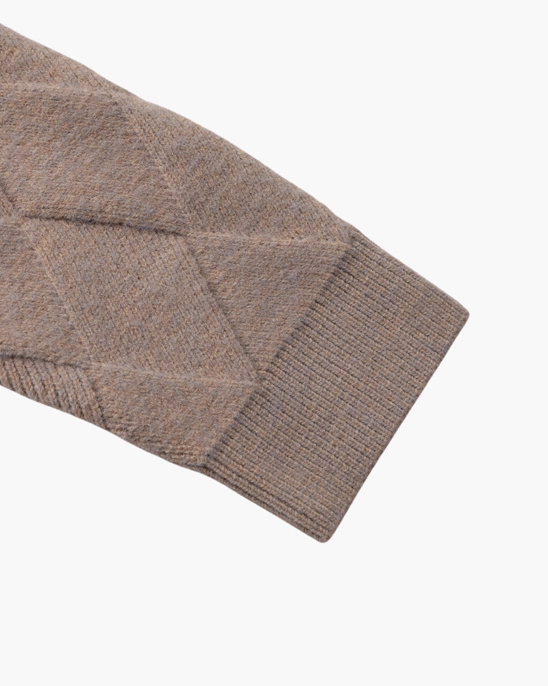 Heritage Diamond-Knit Zip-Up Cardigan
