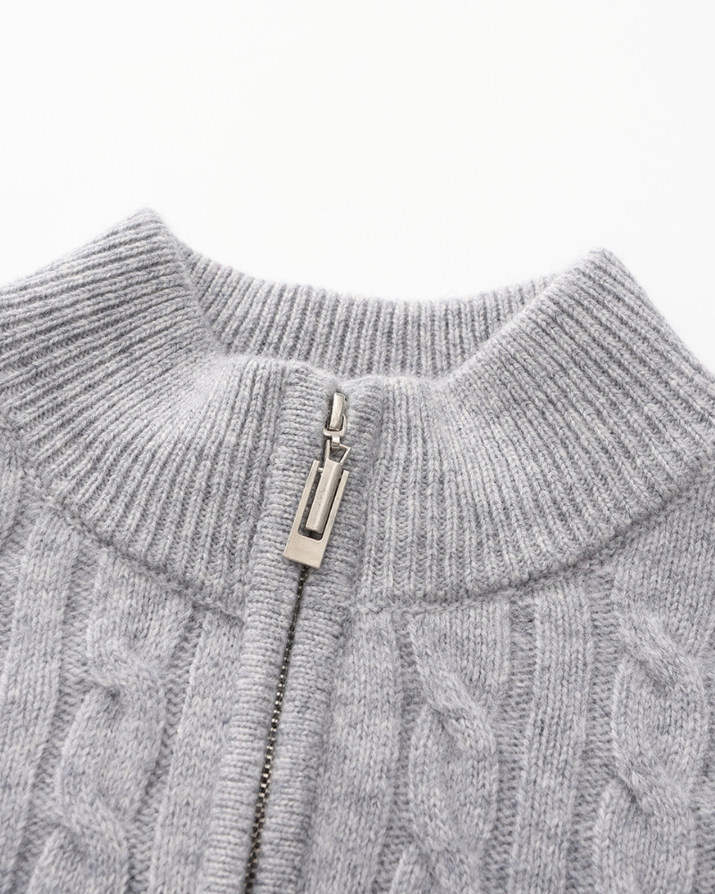 100% Luxurious Cashmere Woven Half-Zip Sweater