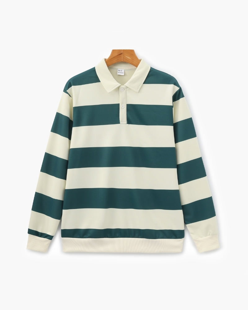 Vintage Striped Rugby Polo Shirt