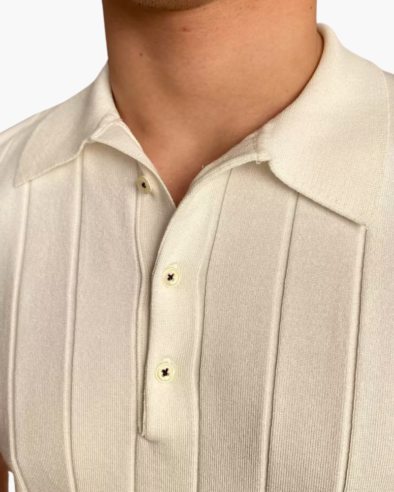 Cannes Textured Ribbed Cotton Polo Shirt