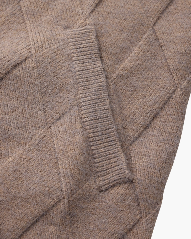 Heritage Diamond-Knit Zip-Up Cardigan
