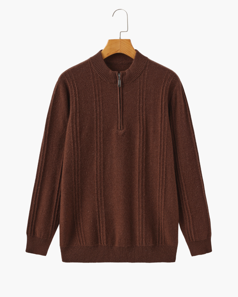 100% Luxurious Cashmere Ribbed Half-Zip Sweater